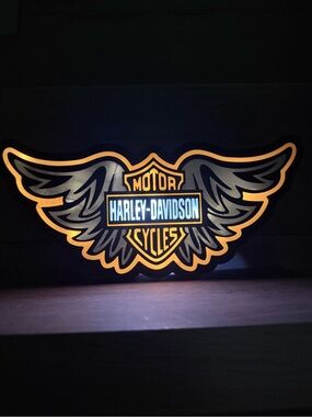 Harley-Davidson Black and Gold Winged Lighted Logo